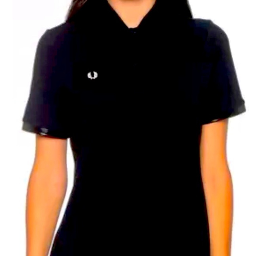 Black Fred Perry dress NWT with vinyl collar and sleeve cuffs.